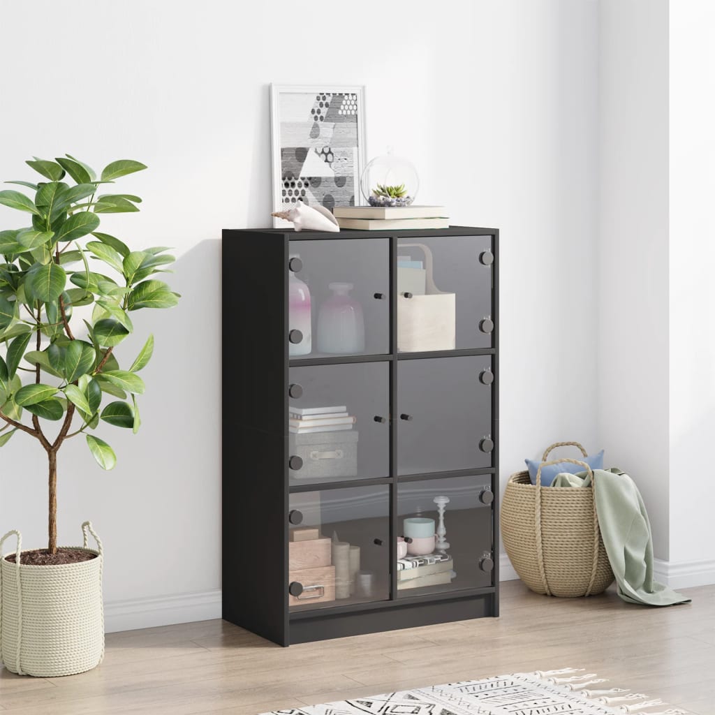 vidaXL Dulapuri înalte cu uși, negru, 68x37x109 cm, lemn prelucrat