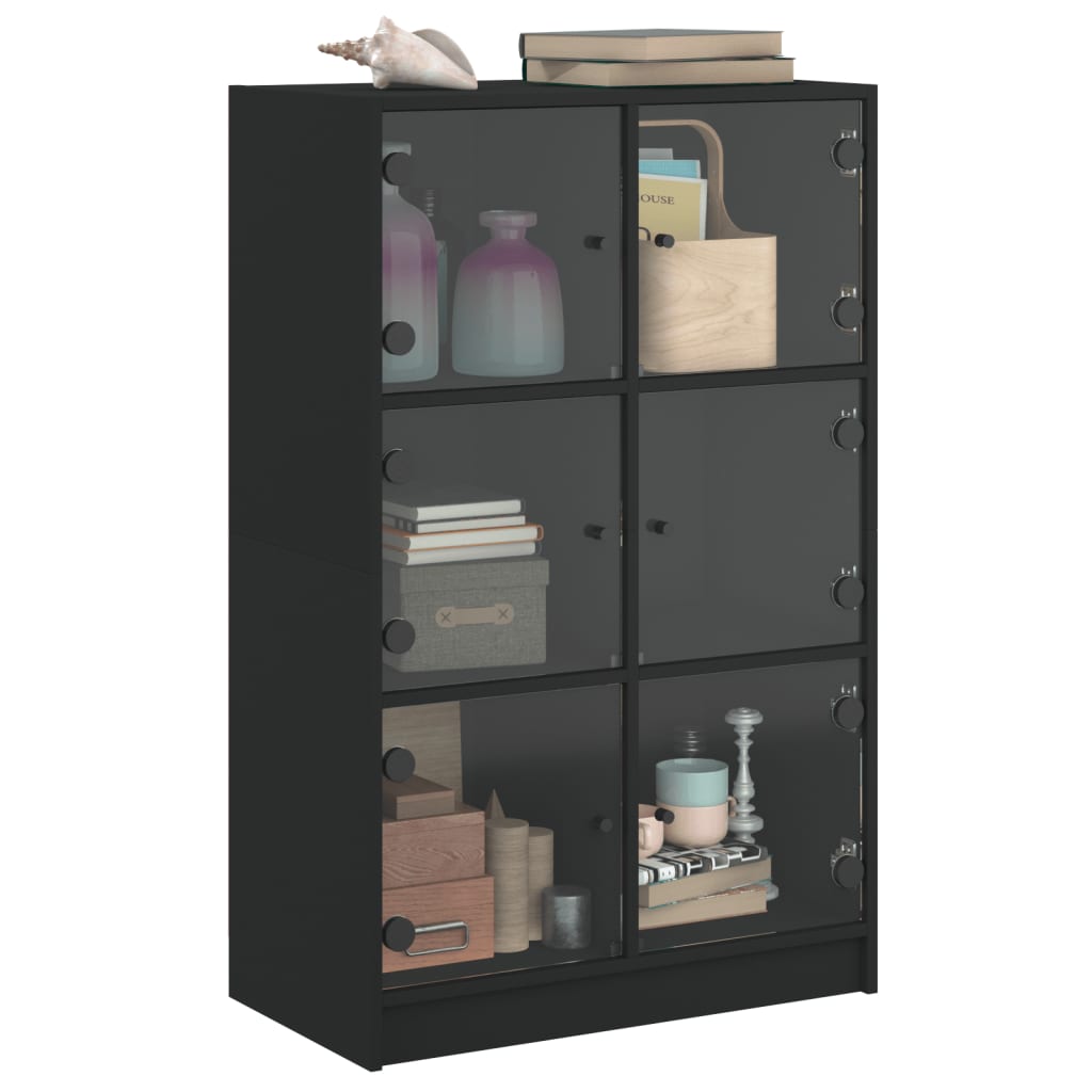 vidaXL Dulapuri înalte cu uși, negru, 68x37x109 cm, lemn prelucrat