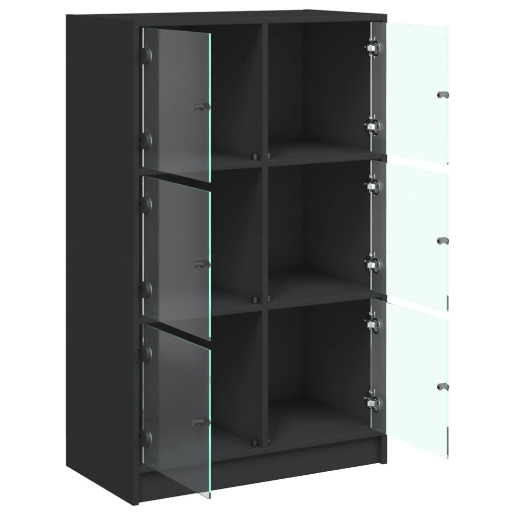 vidaXL Dulapuri înalte cu uși, negru, 68x37x109 cm, lemn prelucrat