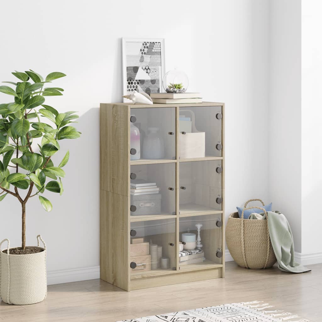 vidaXL Dulapuri înalte cu uși stejar sonoma 68x37x109cm lemn prelucrat