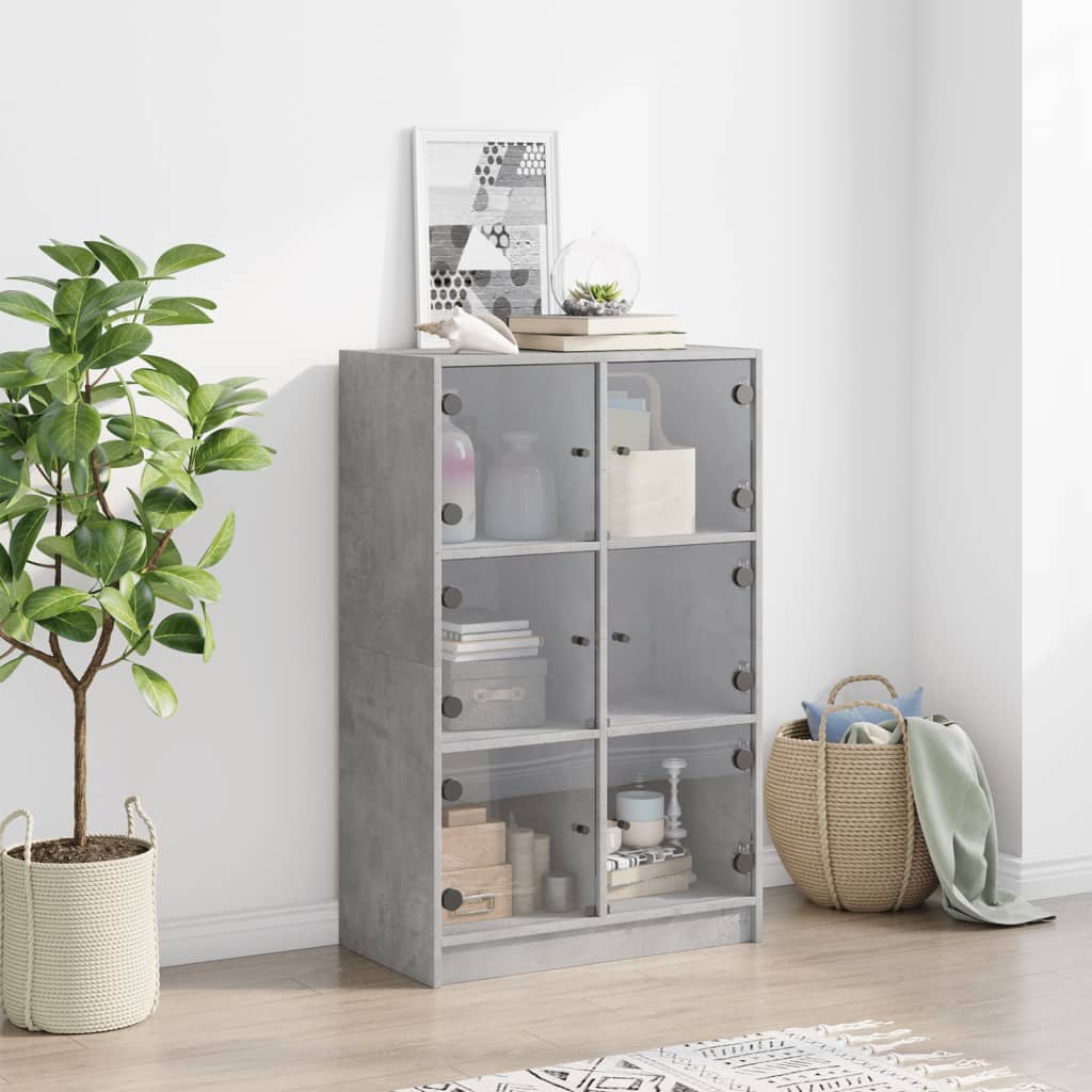 vidaXL Dulapuri înalte cu uși, gri beton, 68x37x109 cm, lemn prelucrat