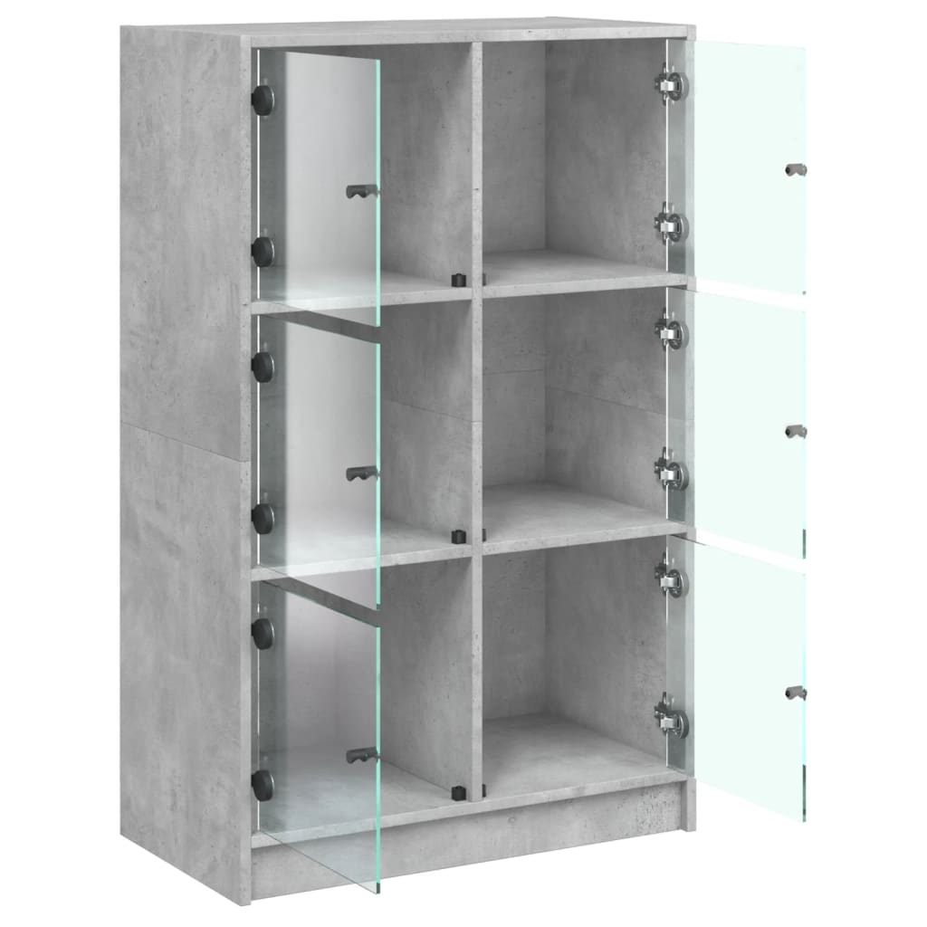 vidaXL Dulapuri înalte cu uși, gri beton, 68x37x109 cm, lemn prelucrat