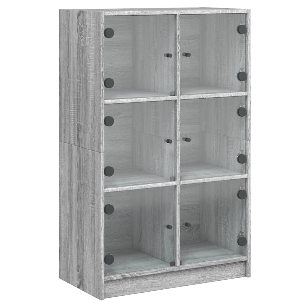 vidaXL Dulapuri înalte cu uși, gri sonoma, 68x37x109cm, lemn prelucrat