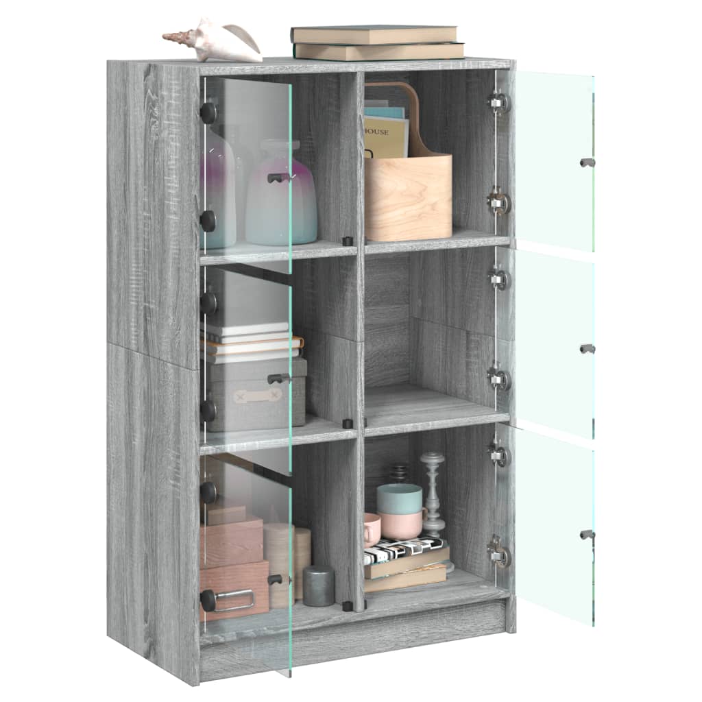vidaXL Dulapuri înalte cu uși, gri sonoma, 68x37x109cm, lemn prelucrat