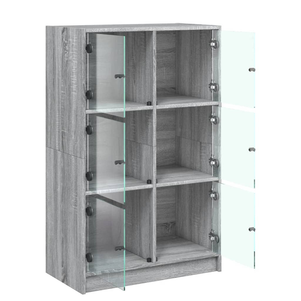 vidaXL Dulapuri înalte cu uși, gri sonoma, 68x37x109cm, lemn prelucrat