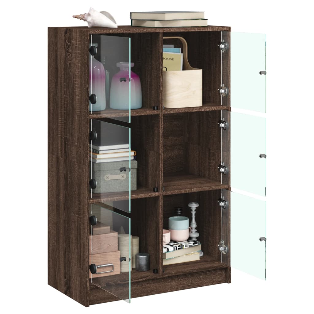 vidaXL Dulapuri înalte cu uși stejar maro 68x37x109 cm, lemn prelucrat