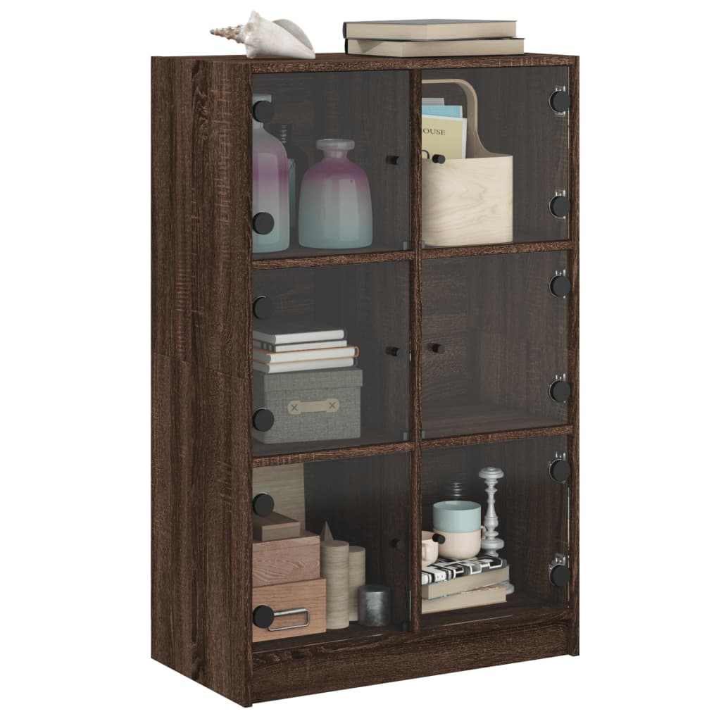 vidaXL Dulapuri înalte cu uși stejar maro 68x37x109 cm, lemn prelucrat