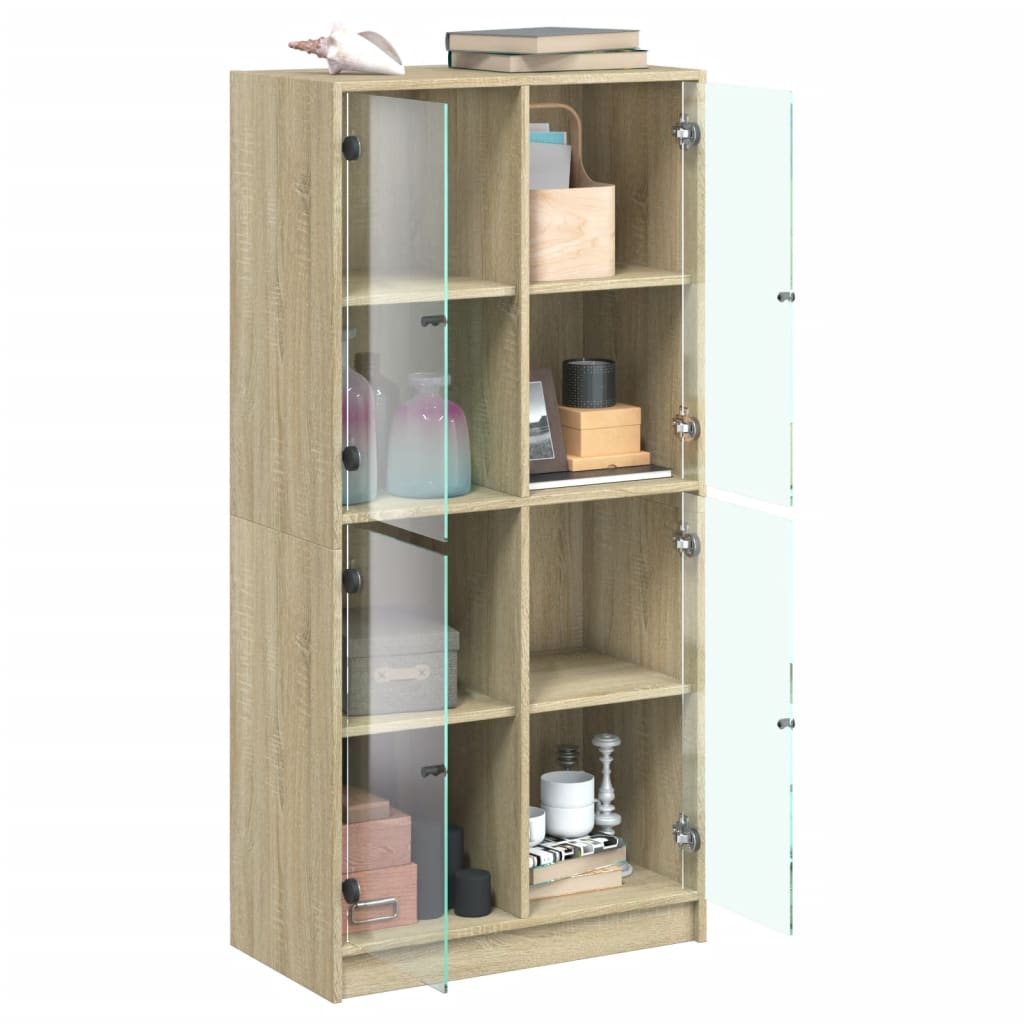 vidaXL Dulap înalt cu uși, stejar sonoma, 68x37x142 cm, lemn compozit vidaXL Dulap înalt cu uși, stejar sonoma, 68x37x142 cm, lemn compozit