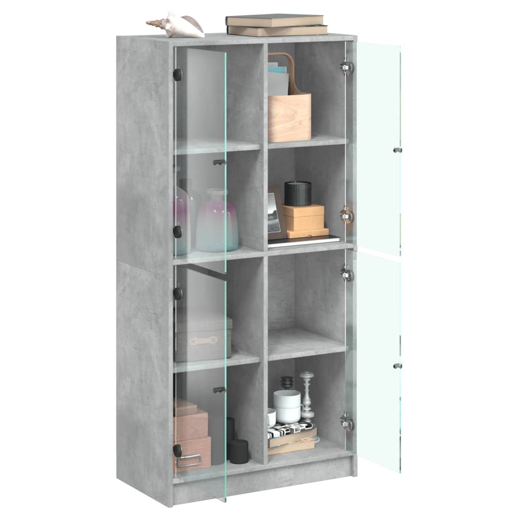 vidaXL Dulap înalt cu uși, gri beton, 68x37x142 cm, lemn compozit vidaXL Dulap înalt cu uși, gri beton, 68x37x142 cm, lemn compozit