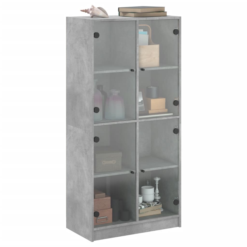 vidaXL Dulap înalt cu uși, gri beton, 68x37x142 cm, lemn compozit vidaXL Dulap înalt cu uși, gri beton, 68x37x142 cm, lemn compozit