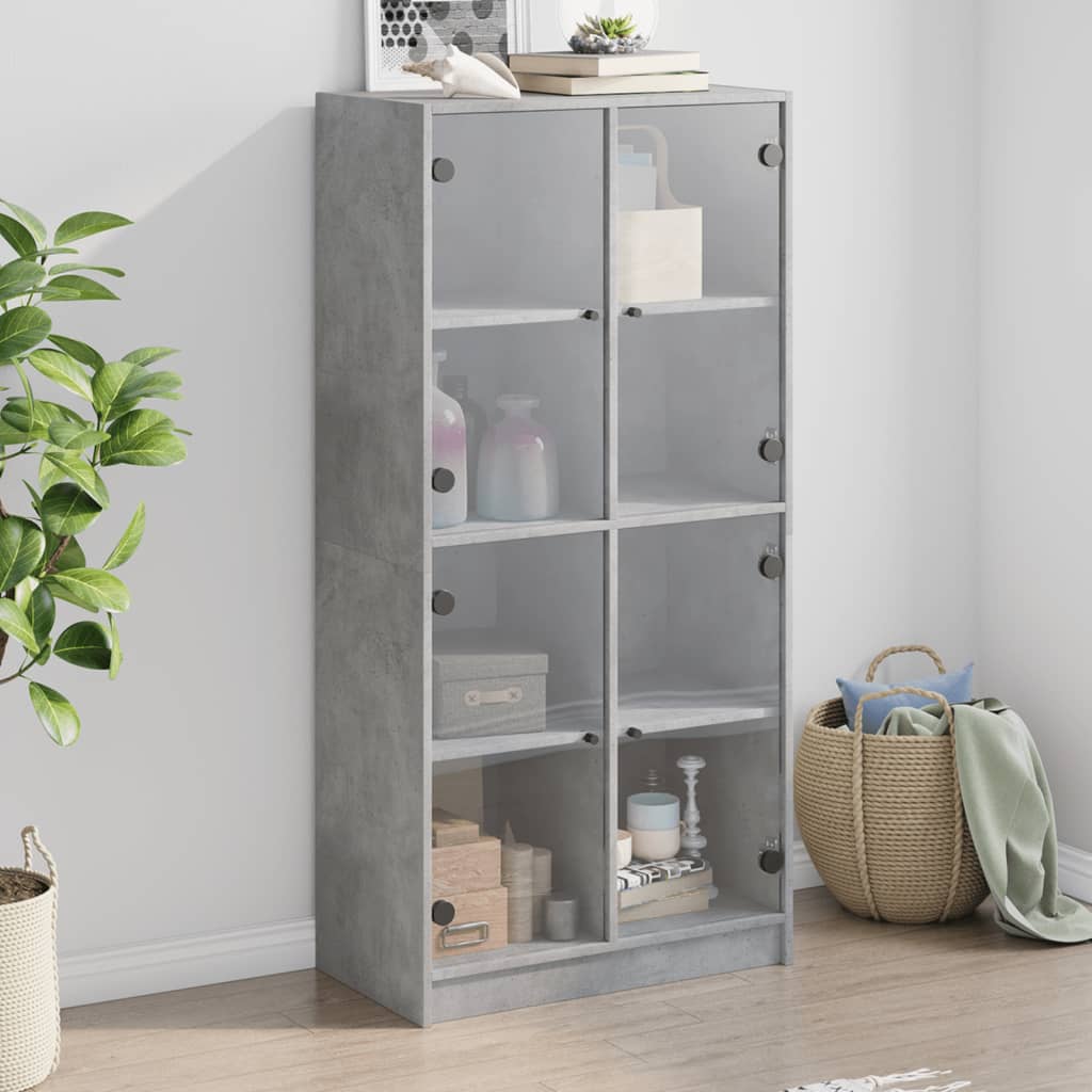 vidaXL Dulap înalt cu uși, gri beton, 68x37x142 cm, lemn compozit vidaXL Dulap înalt cu uși, gri beton, 68x37x142 cm, lemn compozit
