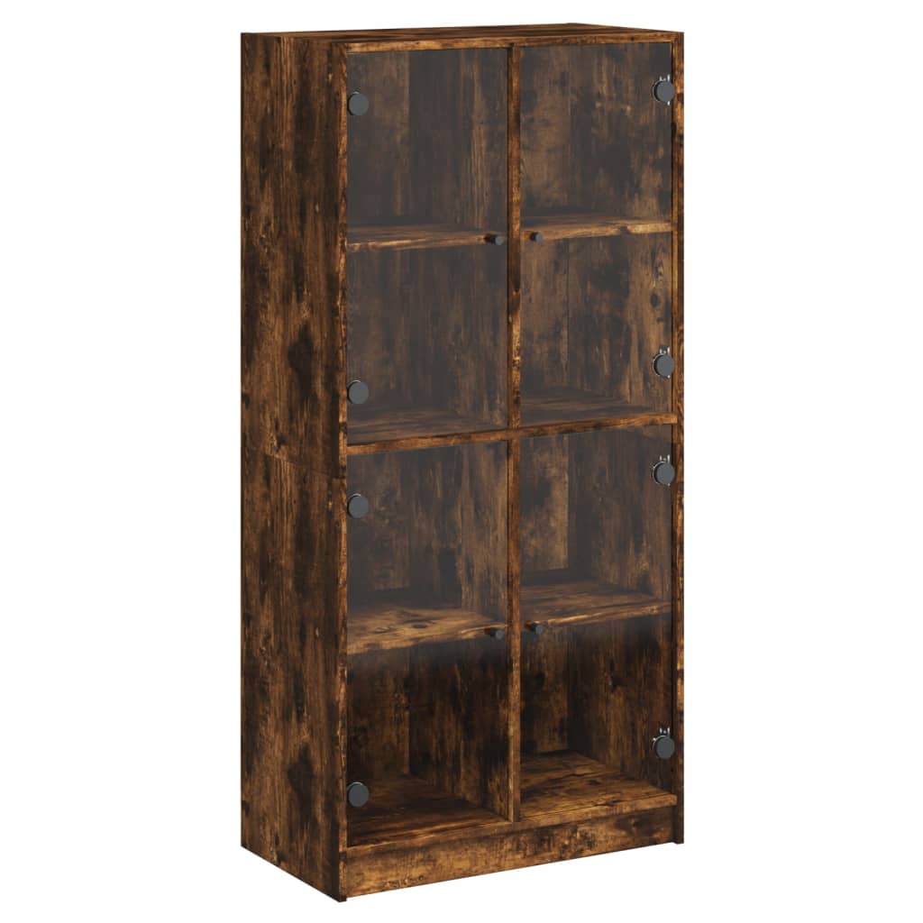 vidaXL Dulap înalt cu uși, stejar fumuriu, 68x37x142 cm, lemn compozit vidaXL Dulap înalt cu uși, stejar fumuriu, 68x37x142 cm, lemn compozit