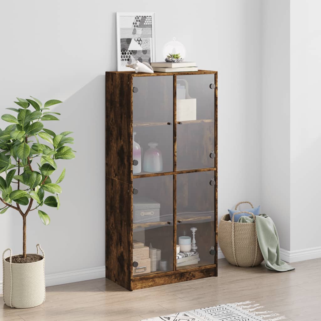 vidaXL Dulap înalt cu uși, stejar fumuriu, 68x37x142 cm, lemn compozit vidaXL Dulap înalt cu uși, stejar fumuriu, 68x37x142 cm, lemn compozit
