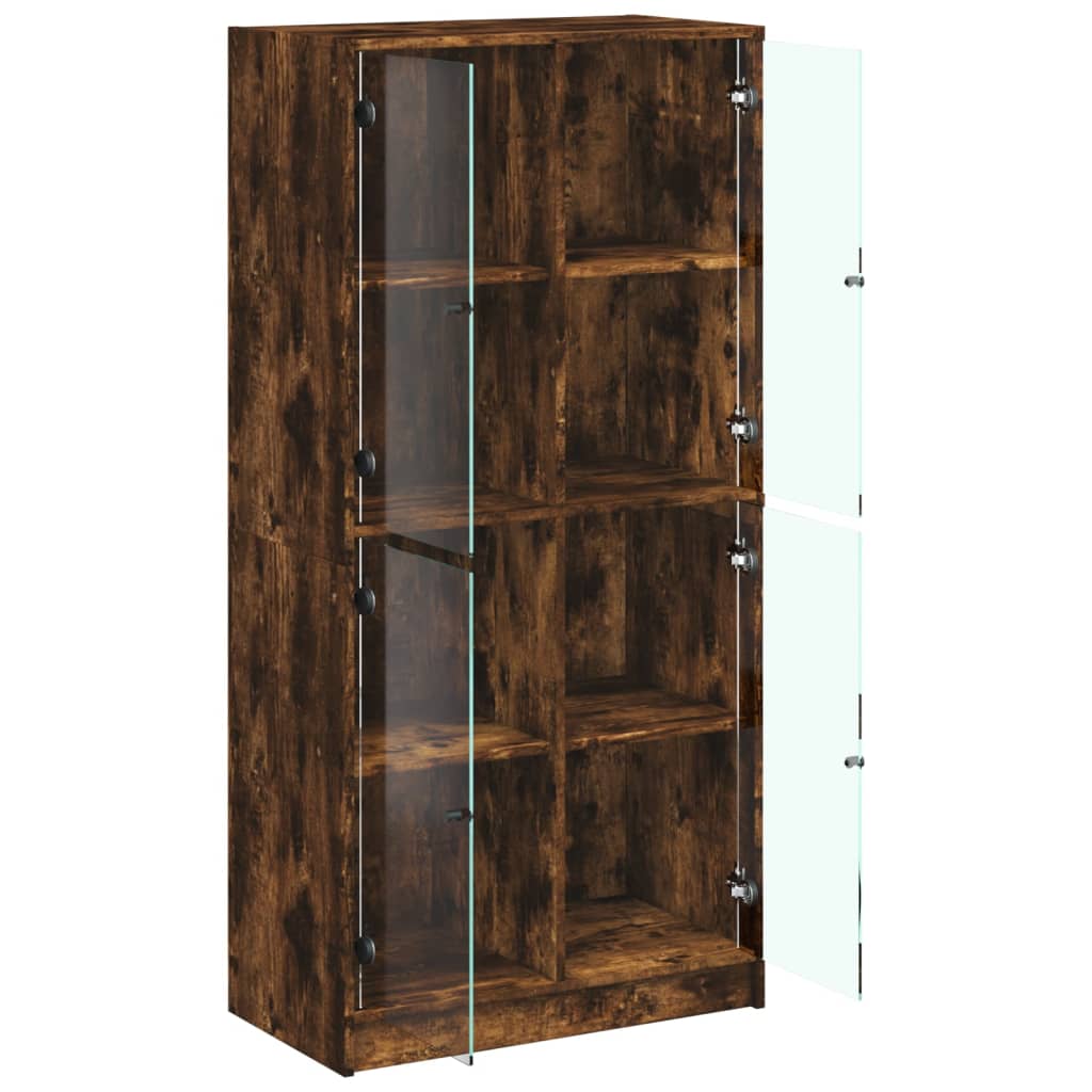 vidaXL Dulap înalt cu uși, stejar fumuriu, 68x37x142 cm, lemn compozit vidaXL Dulap înalt cu uși, stejar fumuriu, 68x37x142 cm, lemn compozit
