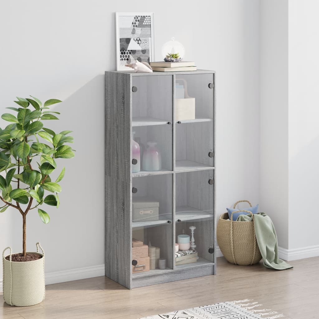 vidaXL Dulap înalt cu uși, gri sonoma, 68x37x142 cm, lemn compozit vidaXL Dulap înalt cu uși, gri sonoma, 68x37x142 cm, lemn compozit