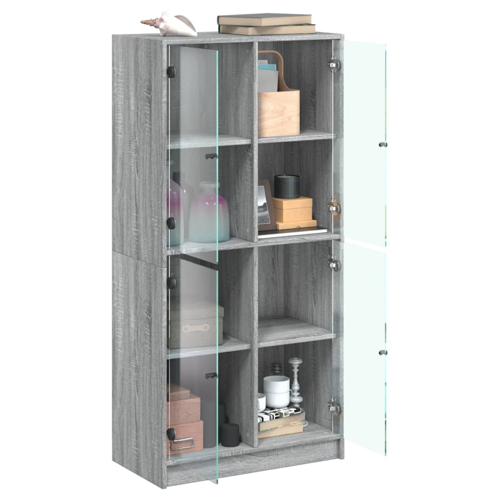 vidaXL Dulap înalt cu uși, gri sonoma, 68x37x142 cm, lemn compozit vidaXL Dulap înalt cu uși, gri sonoma, 68x37x142 cm, lemn compozit