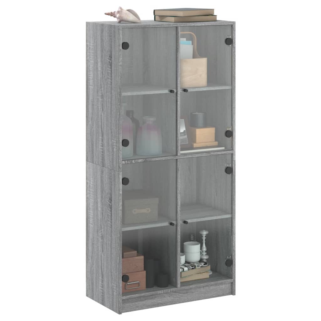 vidaXL Dulap înalt cu uși, gri sonoma, 68x37x142 cm, lemn compozit vidaXL Dulap înalt cu uși, gri sonoma, 68x37x142 cm, lemn compozit