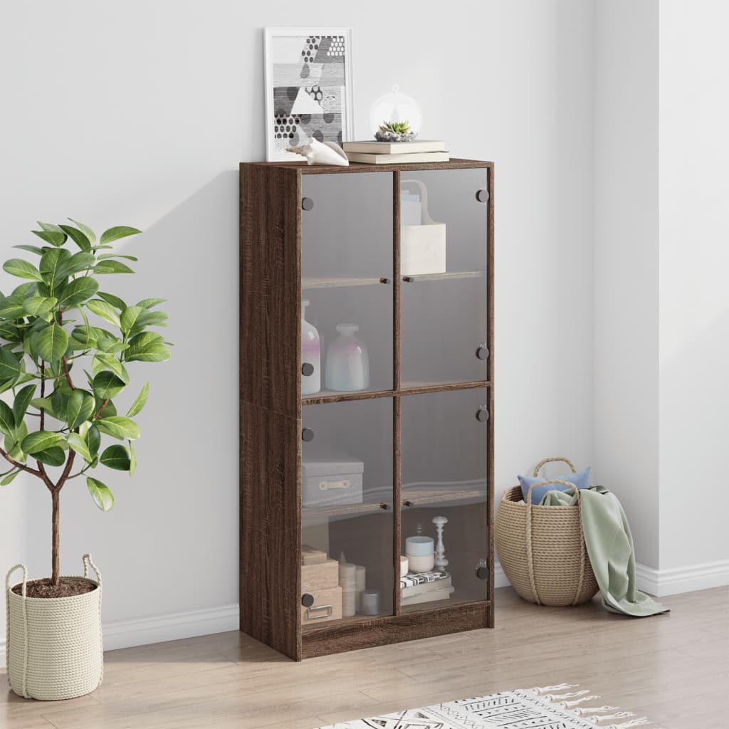 vidaXL Dulap înalt cu uși, stejar maro, 68x37x142 cm, lemn compozit vidaXL Dulap înalt cu uși, stejar maro, 68x37x142 cm, lemn compozit