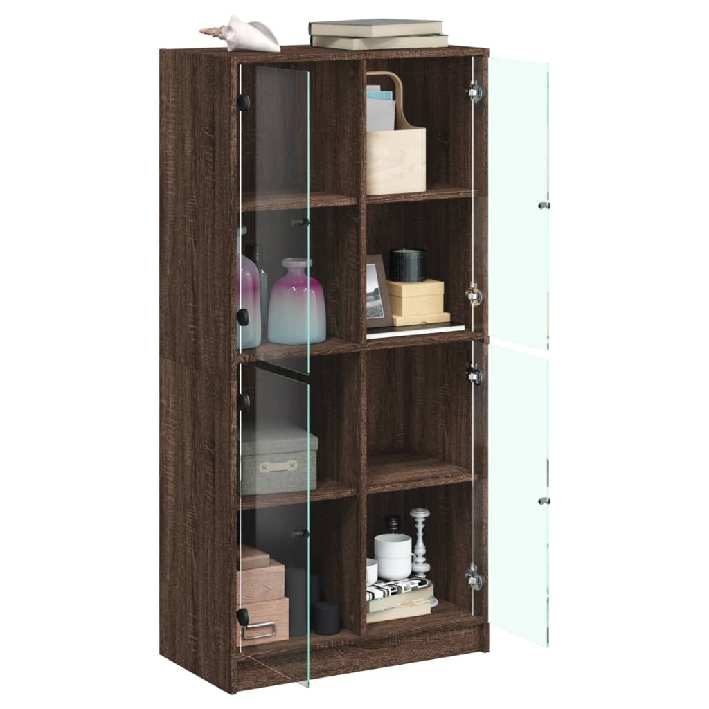 vidaXL Dulap înalt cu uși, stejar maro, 68x37x142 cm, lemn compozit vidaXL Dulap înalt cu uși, stejar maro, 68x37x142 cm, lemn compozit