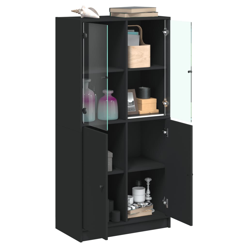 vidaXL Dulap înalt cu uși, negru, 68x37x142 cm, lemn compozit vidaXL Dulap înalt cu uși, negru, 68x37x142 cm, lemn compozit