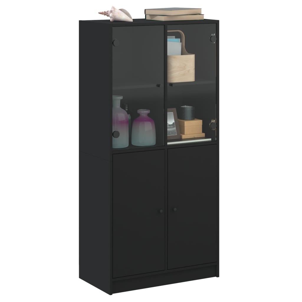vidaXL Dulap înalt cu uși, negru, 68x37x142 cm, lemn compozit vidaXL Dulap înalt cu uși, negru, 68x37x142 cm, lemn compozit