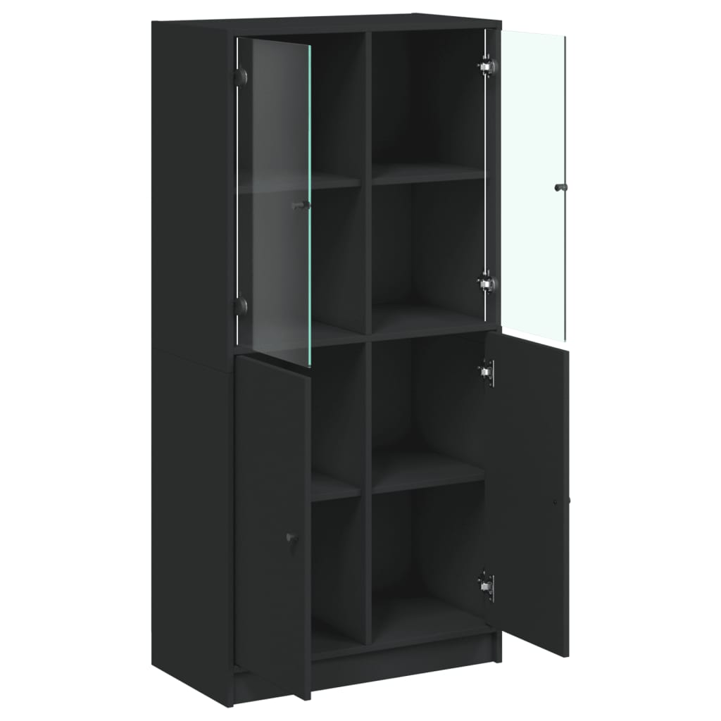 vidaXL Dulap înalt cu uși, negru, 68x37x142 cm, lemn compozit vidaXL Dulap înalt cu uși, negru, 68x37x142 cm, lemn compozit