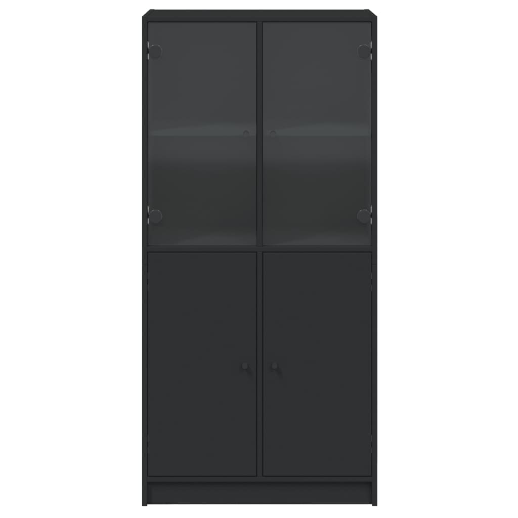 vidaXL Dulap înalt cu uși, negru, 68x37x142 cm, lemn compozit vidaXL Dulap înalt cu uși, negru, 68x37x142 cm, lemn compozit