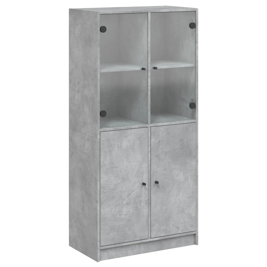 vidaXL Dulap înalt cu uși, gri beton, 68x37x142 cm, lemn compozit vidaXL Dulap înalt cu uși, gri beton, 68x37x142 cm, lemn compozit