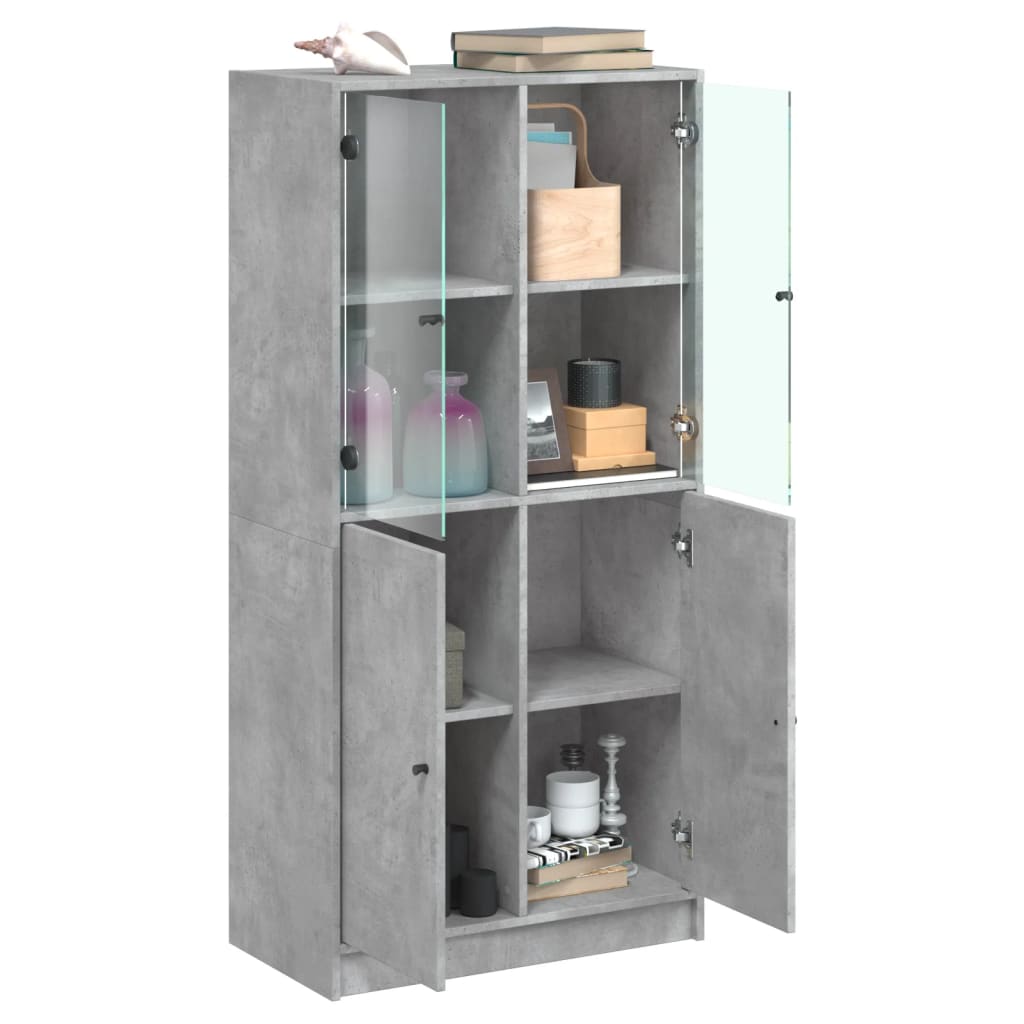 vidaXL Dulap înalt cu uși, gri beton, 68x37x142 cm, lemn compozit vidaXL Dulap înalt cu uși, gri beton, 68x37x142 cm, lemn compozit