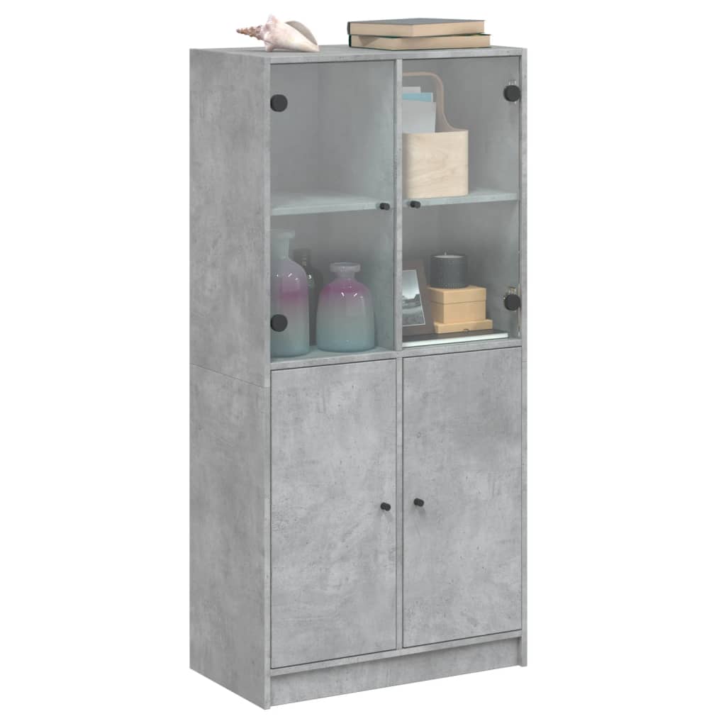 vidaXL Dulap înalt cu uși, gri beton, 68x37x142 cm, lemn compozit vidaXL Dulap înalt cu uși, gri beton, 68x37x142 cm, lemn compozit