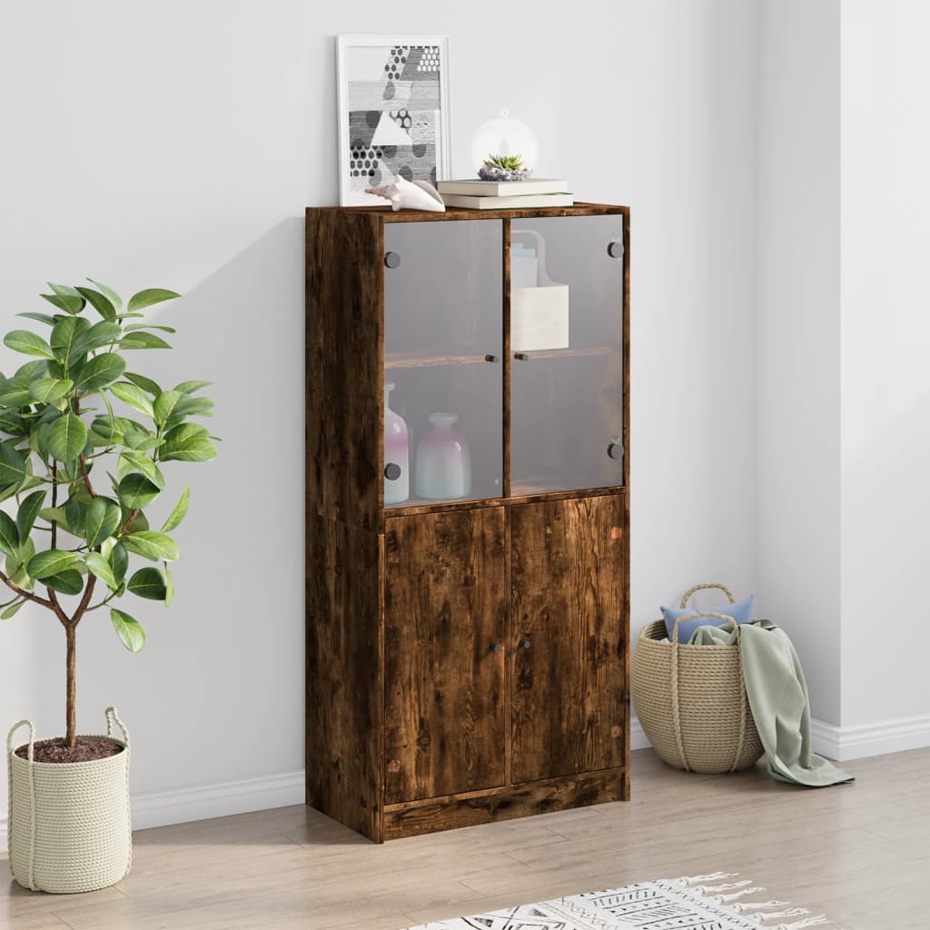 vidaXL Dulap înalt cu uși, stejar fumuriu, 68x37x142 cm, lemn compozit vidaXL Dulap înalt cu uși, stejar fumuriu, 68x37x142 cm, lemn compozit