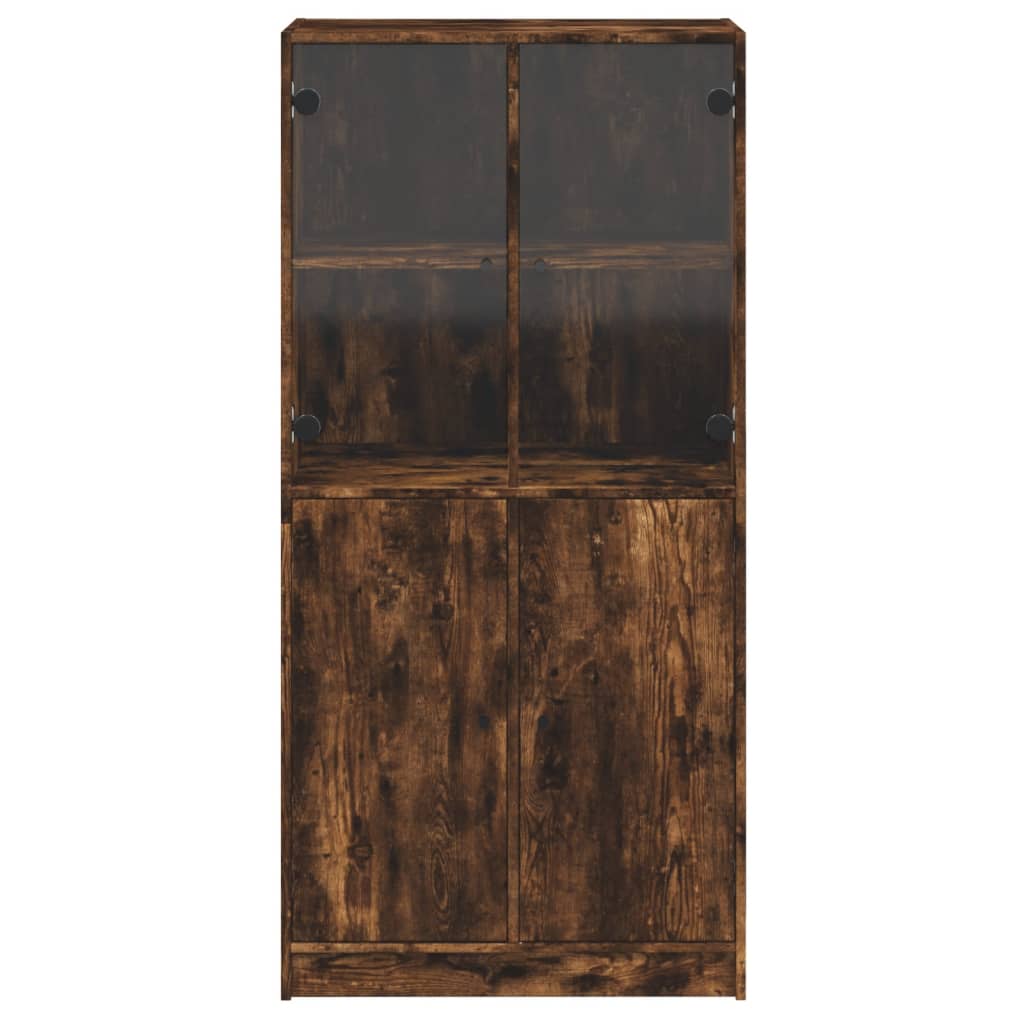 vidaXL Dulap înalt cu uși, stejar fumuriu, 68x37x142 cm, lemn compozit vidaXL Dulap înalt cu uși, stejar fumuriu, 68x37x142 cm, lemn compozit