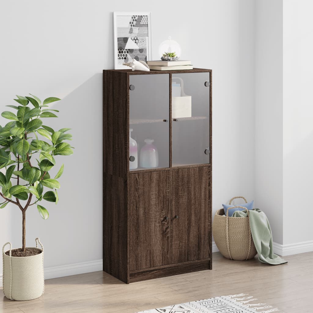 vidaXL Dulap înalt cu uși, stejar maro, 68x37x142 cm, lemn compozit vidaXL Dulap înalt cu uși, stejar maro, 68x37x142 cm, lemn compozit