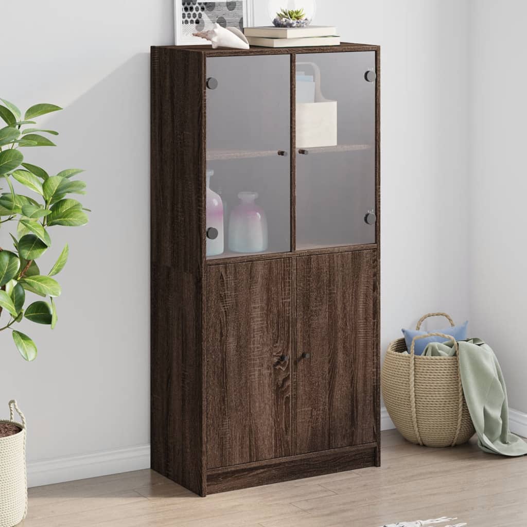 vidaXL Dulap înalt cu uși, stejar maro, 68x37x142 cm, lemn compozit vidaXL Dulap înalt cu uși, stejar maro, 68x37x142 cm, lemn compozit