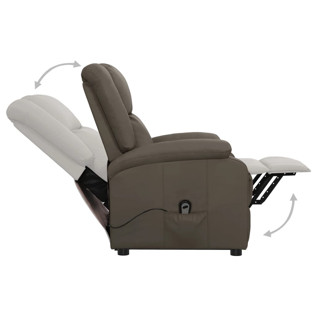 vidaXL Fotoliu cu ridicare, gri, piele ecologică vidaXL Fotoliu cu ridicare, gri, piele ecologică