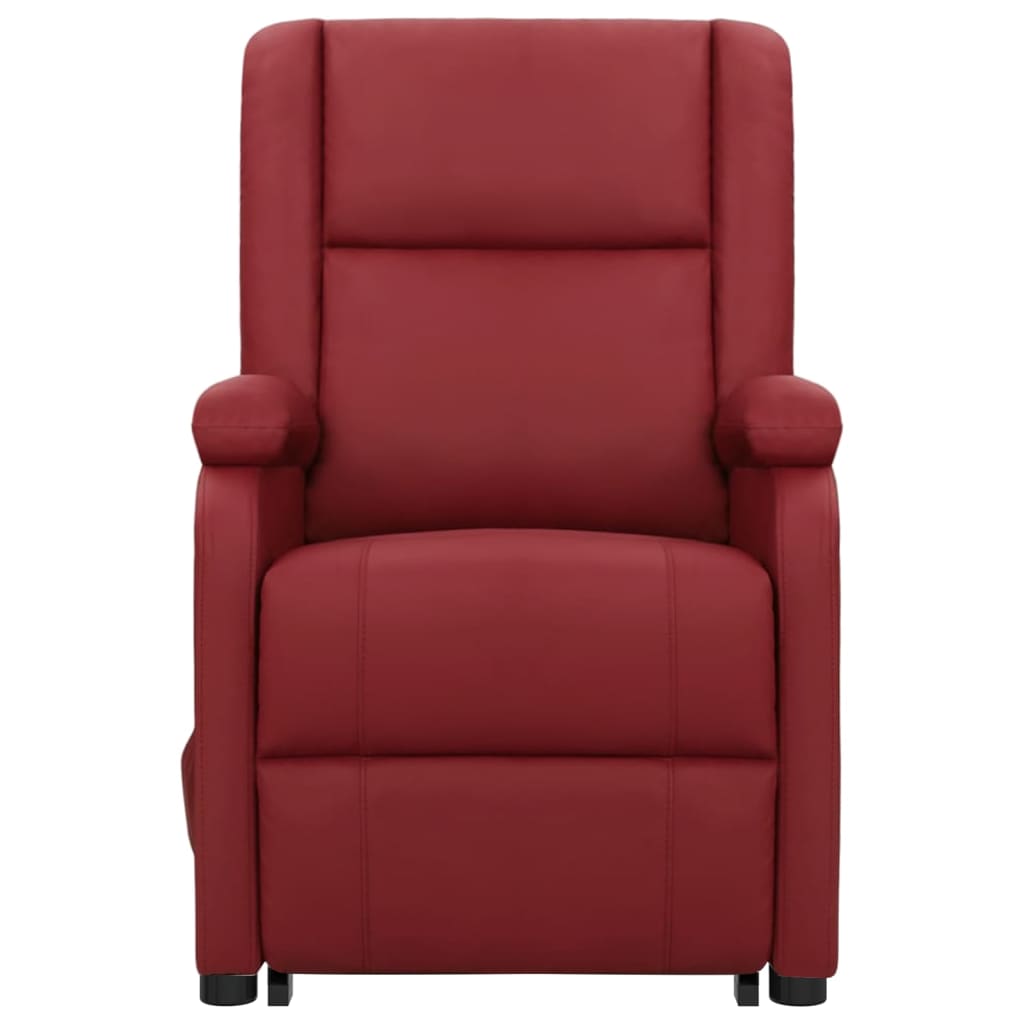 vidaXL Fotoliu cu ridicare pe verticală, roșu vin, piele ecologică vidaXL Fotoliu cu ridicare pe verticală, roșu vin, piele ecologică