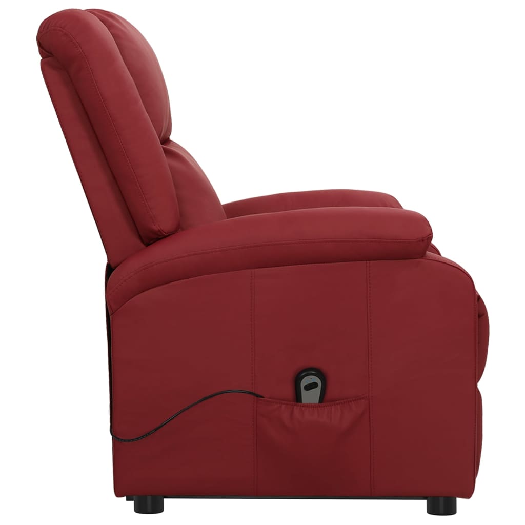 vidaXL Fotoliu cu ridicare pe verticală, roșu vin, piele ecologică vidaXL Fotoliu cu ridicare pe verticală, roșu vin, piele ecologică