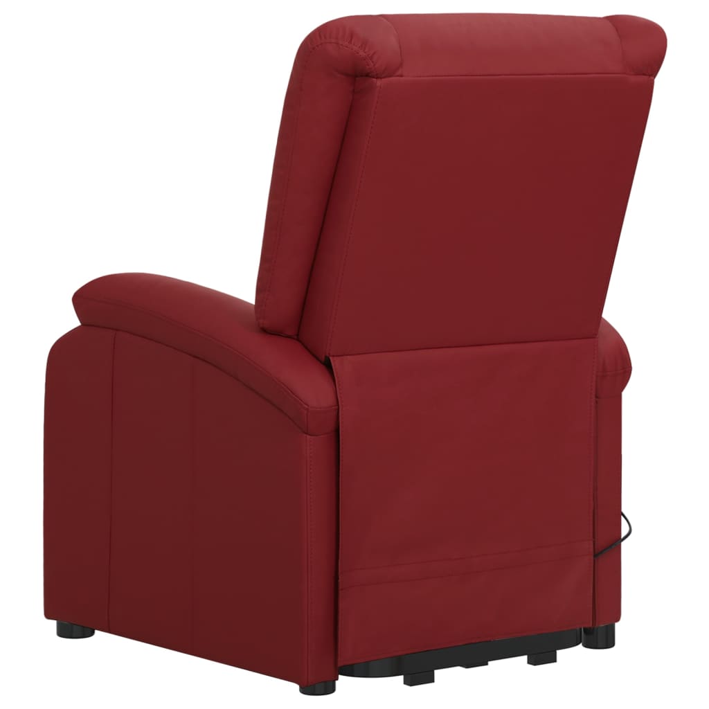 vidaXL Fotoliu cu ridicare pe verticală, roșu vin, piele ecologică vidaXL Fotoliu cu ridicare pe verticală, roșu vin, piele ecologică