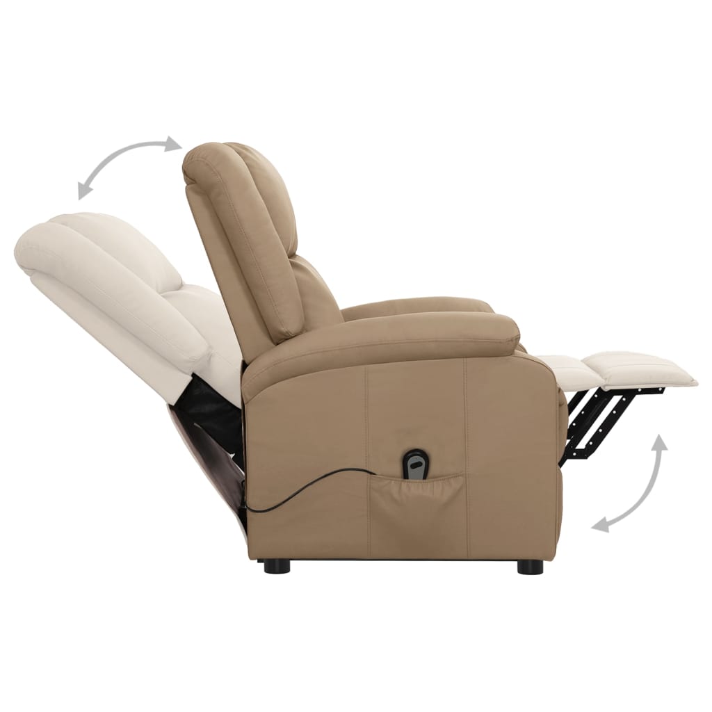 vidaXL Fotoliu cu ridicare pe verticală, cappuccino, piele ecologică vidaXL Fotoliu cu ridicare pe verticală, cappuccino, piele ecologică
