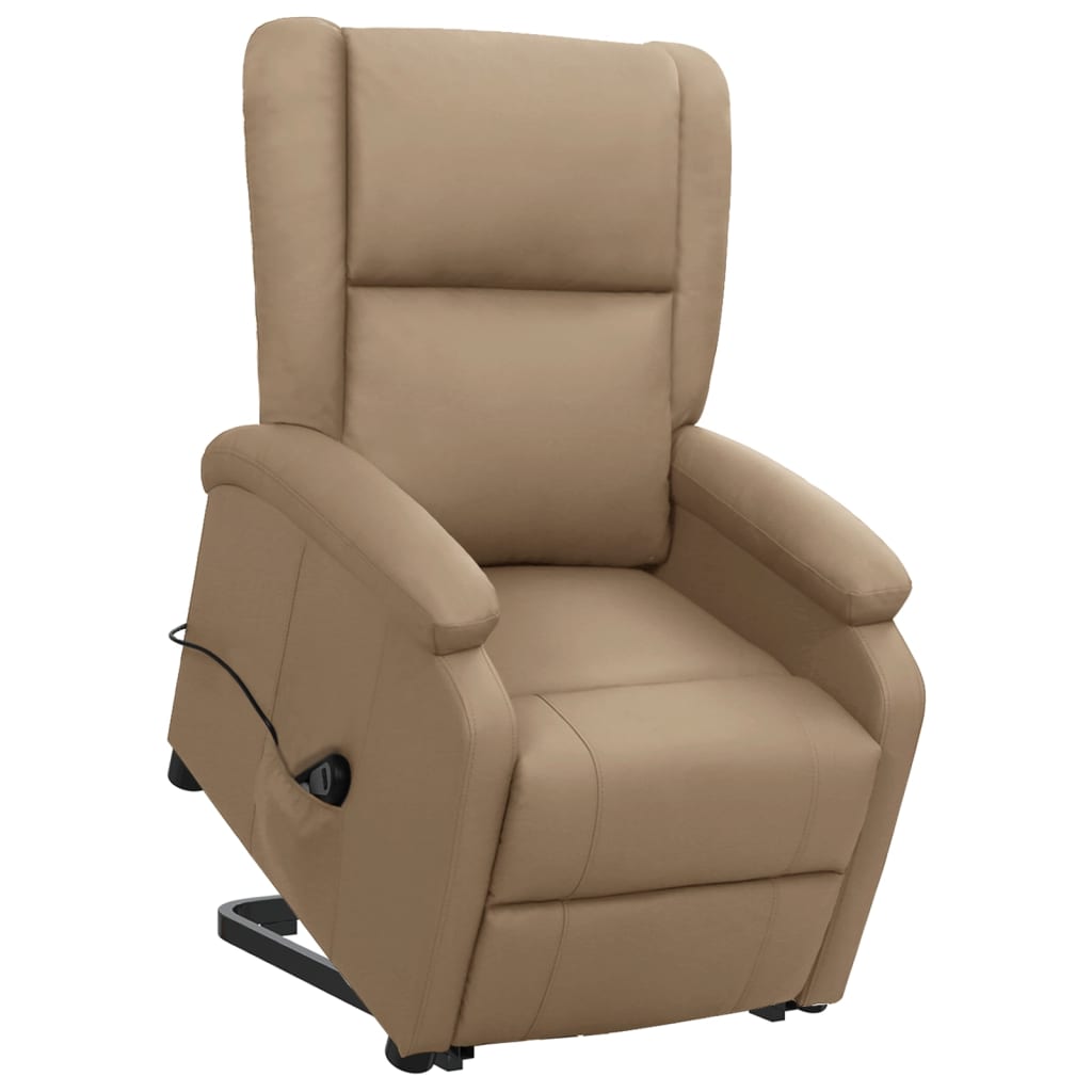 vidaXL Fotoliu cu ridicare pe verticală, cappuccino, piele ecologică vidaXL Fotoliu cu ridicare pe verticală, cappuccino, piele ecologică
