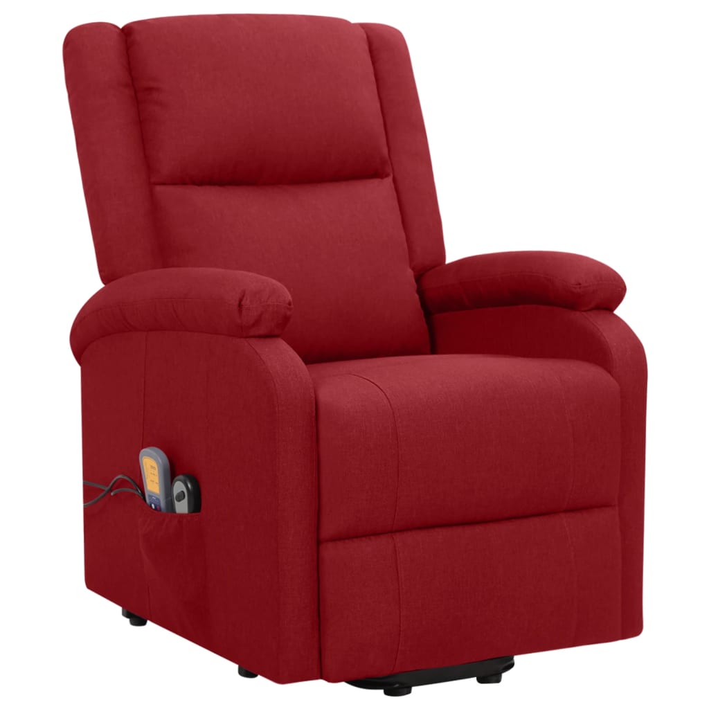 vidaXL Fotoliu de masaj cu ridicare, roșu vin, material textil vidaXL Fotoliu de masaj cu ridicare, roșu vin, material textil