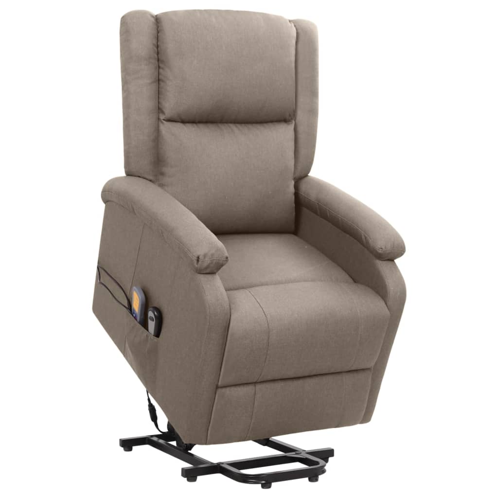 vidaXL Fotoliu de masaj cu ridicare, gri taupe, material textil vidaXL Fotoliu de masaj cu ridicare, gri taupe, material textil