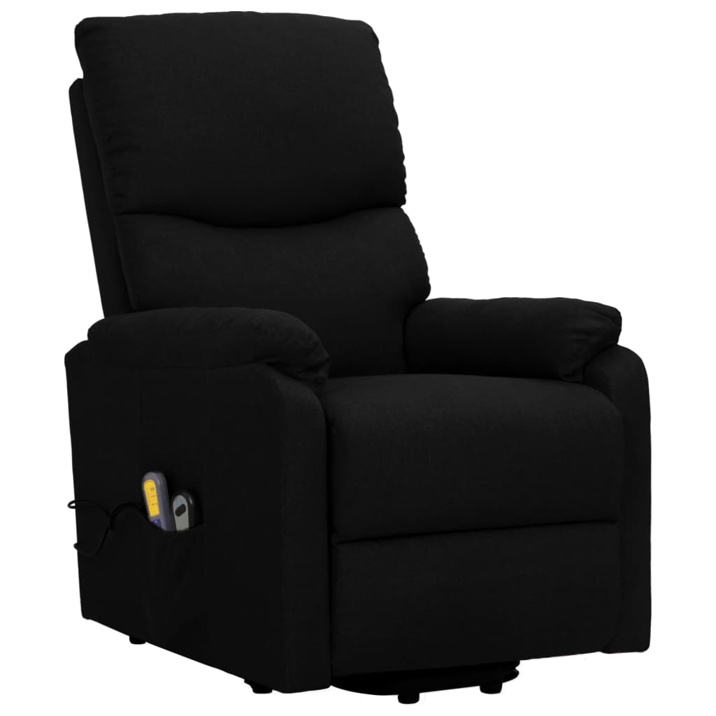 vidaXL Fotoliu de masaj cu ridicare, negru, material textil vidaXL Fotoliu de masaj cu ridicare, negru, material textil