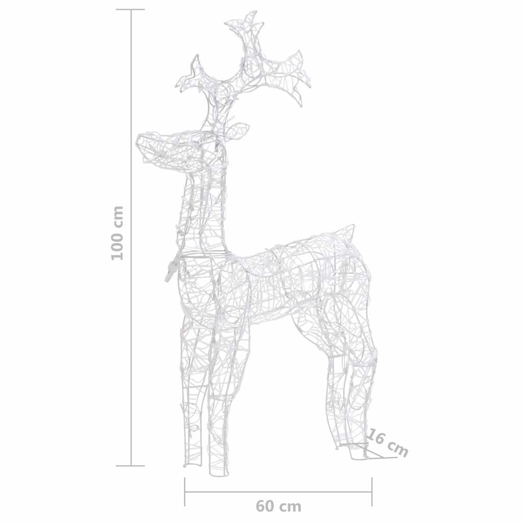 vidaXL Decorațiune de Crăciun ren, 90 leduri, 60x16x100 cm, acril