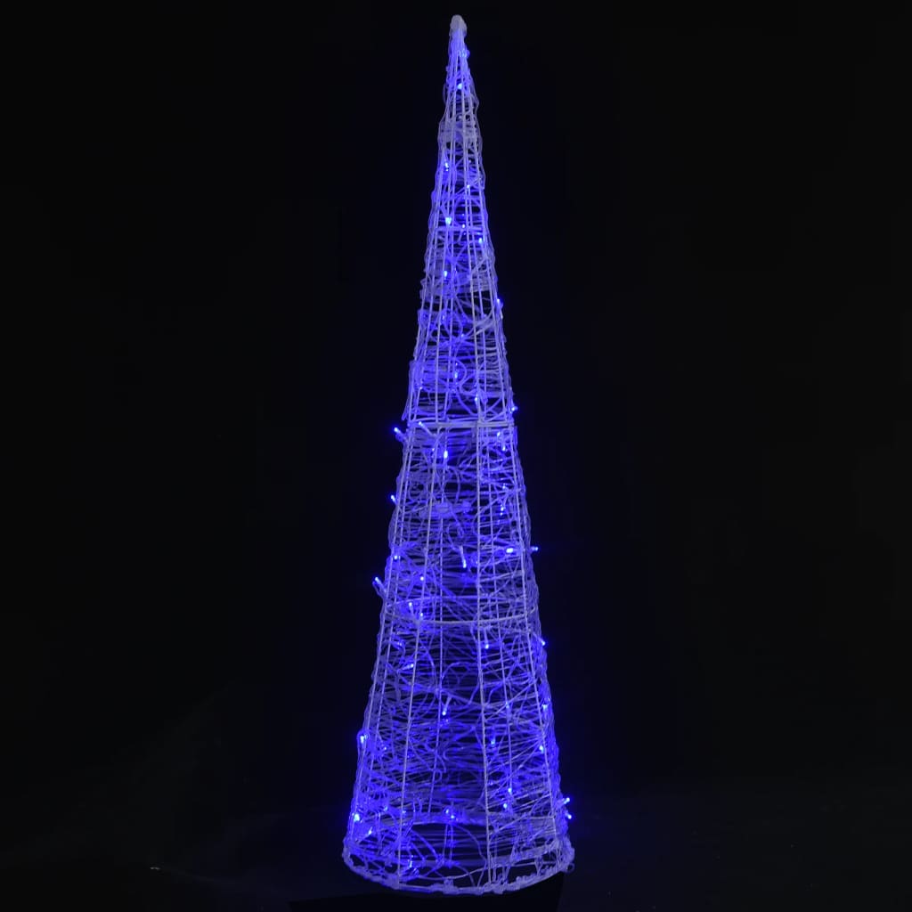 vidaXL Piramidă decorativă con de lumini cu LED albastru 90 cm acril