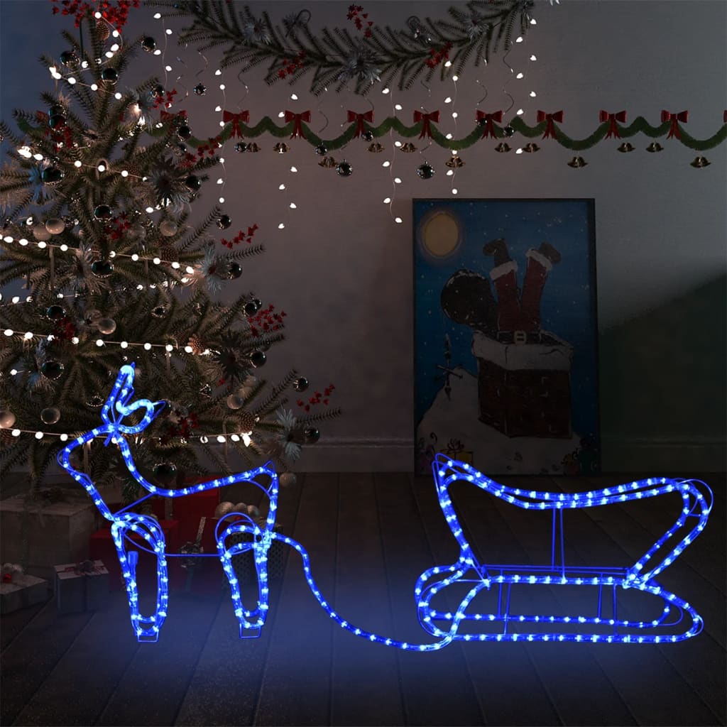 vidaXL Decorațiune de Crăciun cu ren și sanie, 252 leduri, exterior vidaXL Decorațiune de Crăciun cu ren și sanie, 252 leduri, exterior