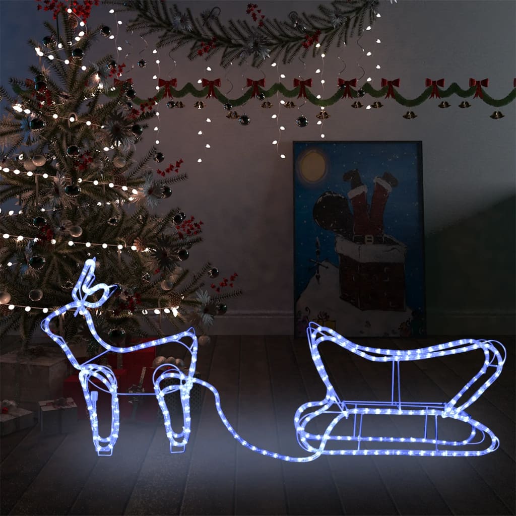 vidaXL Decorațiune de Crăciun cu ren și sanie, 252 leduri, exterior vidaXL Decorațiune de Crăciun cu ren și sanie, 252 leduri, exterior