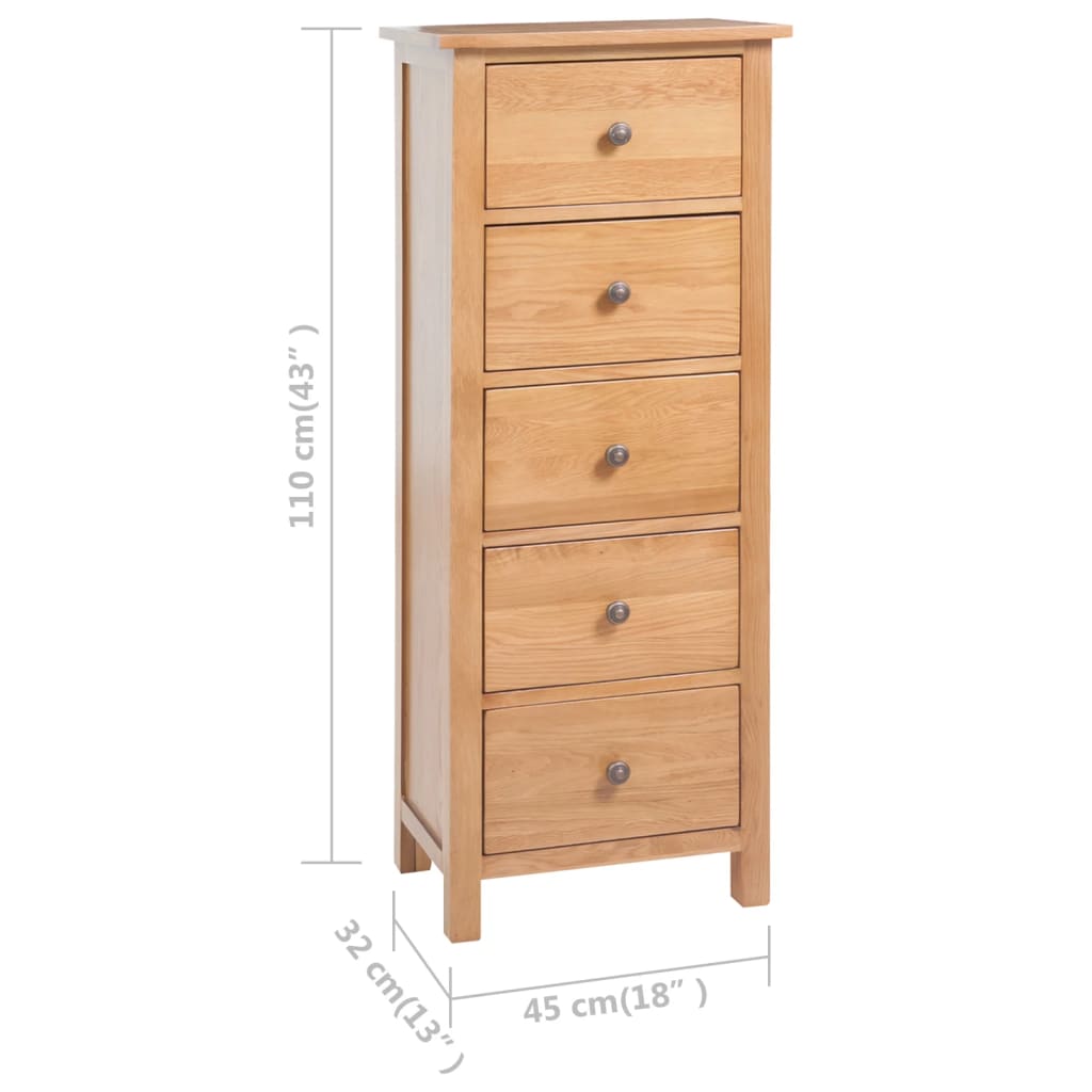 vidaXL Comodă înaltă cu sertare, 45x32x110 cm, lemn masiv stejar vidaXL Comodă înaltă cu sertare, 45x32x110 cm, lemn masiv stejar