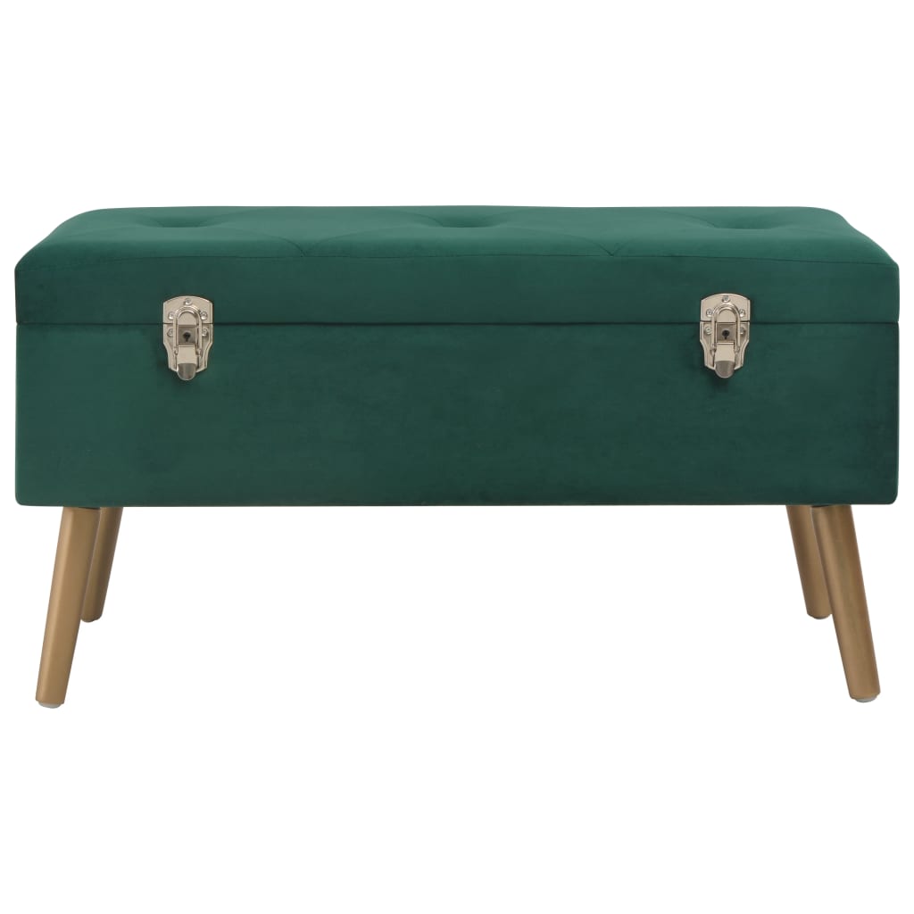 vidaXL Bancă cu un compartiment de depozitare, verde, 80 cm, catifea