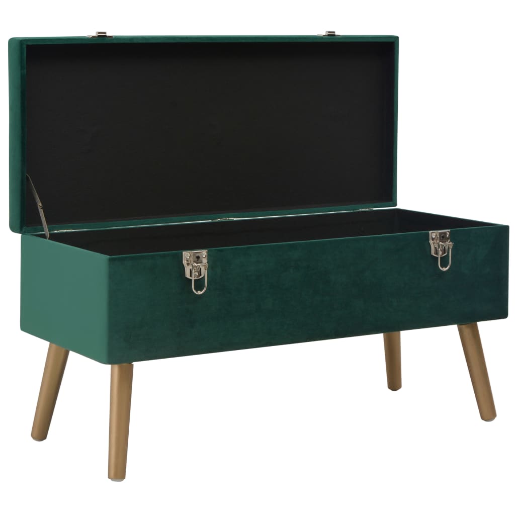 vidaXL Bancă cu un compartiment de depozitare, verde, 80 cm, catifea
